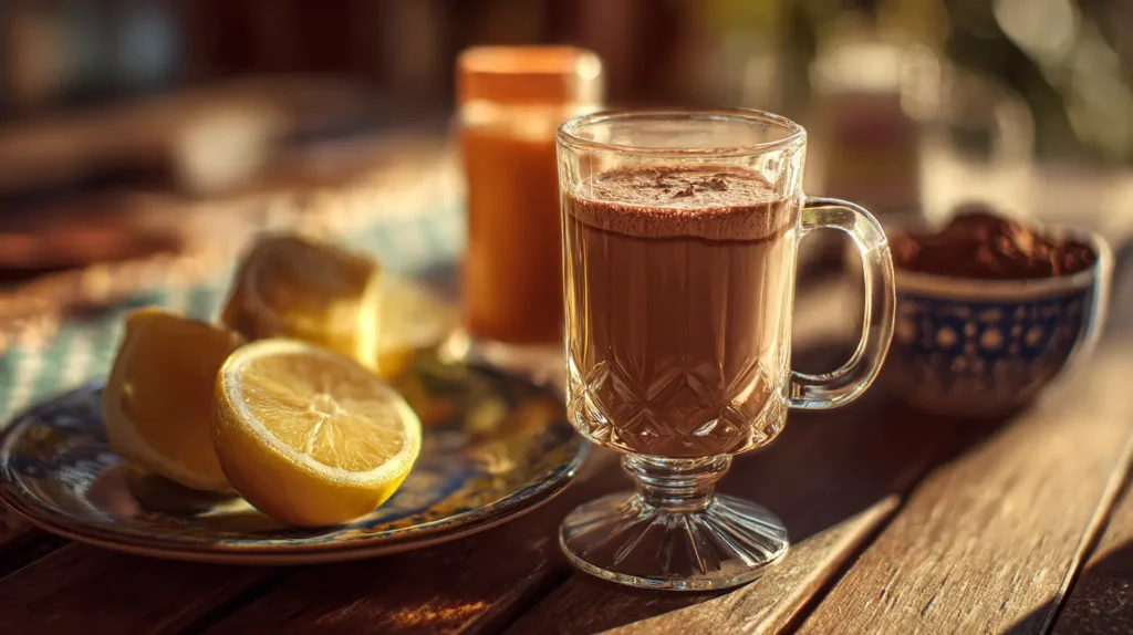 bebidas para reemplazar el café naturales en mesa de madera al amanecer