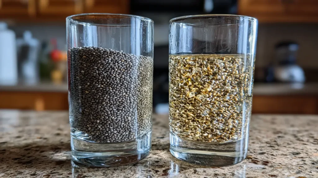 diferencia entre chía seca y chía hidratada en agua