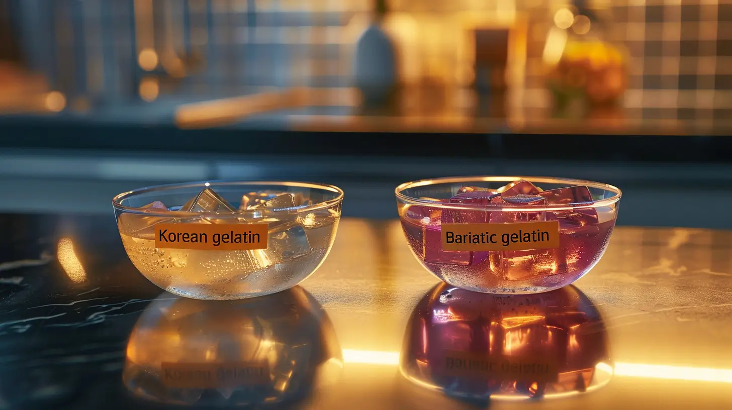 gelatina coreana vs gelatina bariátrica comparativa visual en recipientes