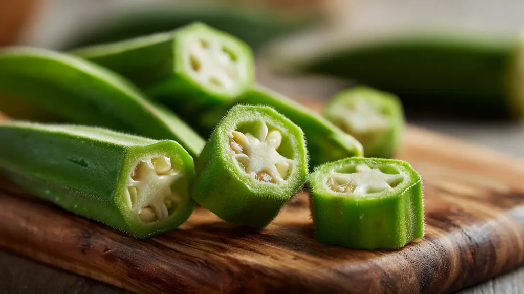 okra fresca cortada para agua de okra para bajar de peso