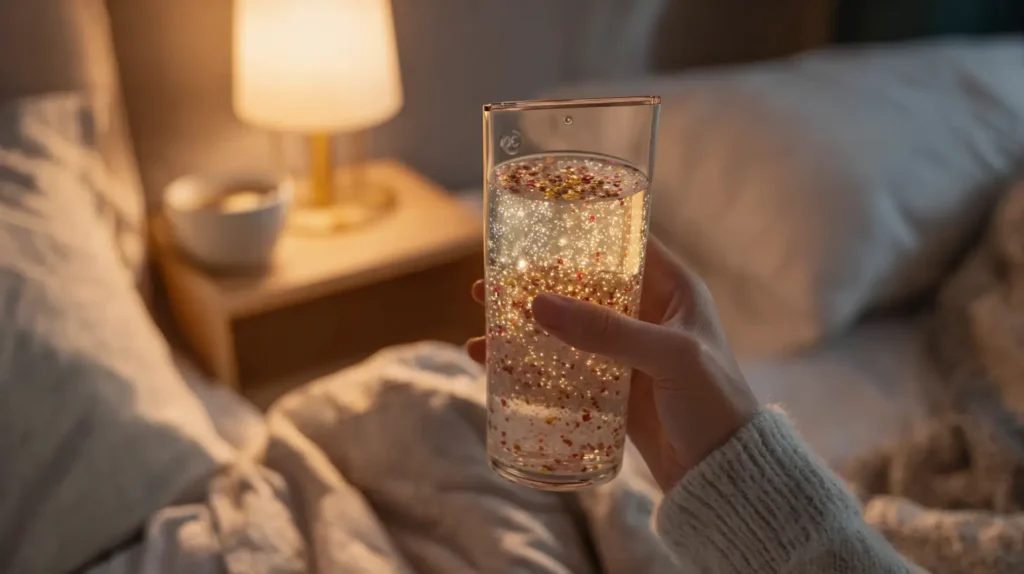 persona tomando semillas de chía en la noche