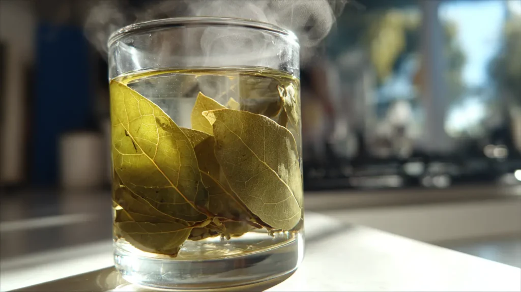 Preparación del té de laurel para la digestión en agua caliente