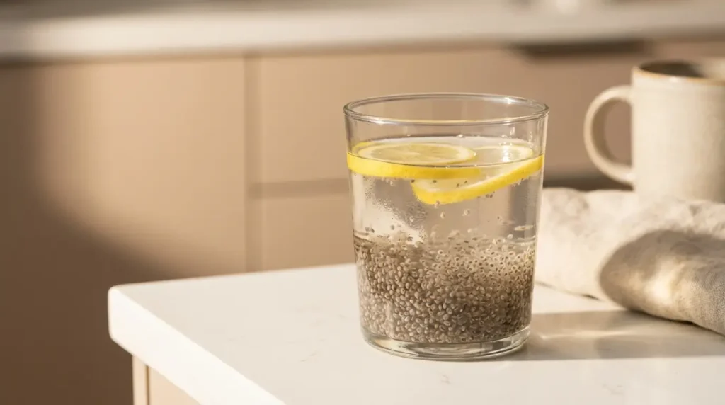 chia por la mañana en vaso de agua