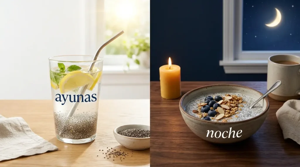 Comparativa de tomar chía en ayunas vs chía en la noche: beneficios según el momento del día