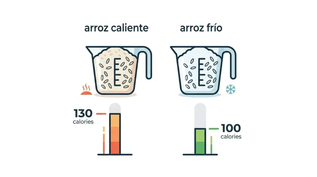 Comparativa calórica entre arroz frío y arroz caliente: el arroz frío tiene menos calorías absorbibles