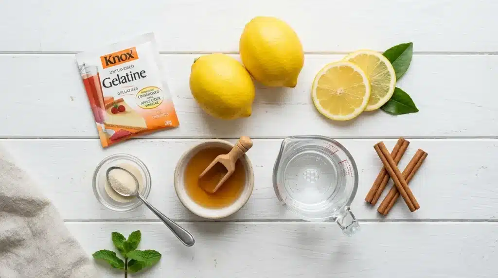 Ingredientes para preparar gelatina bariatrica casera: gelatina sin sabor, limón, vinagre y canela