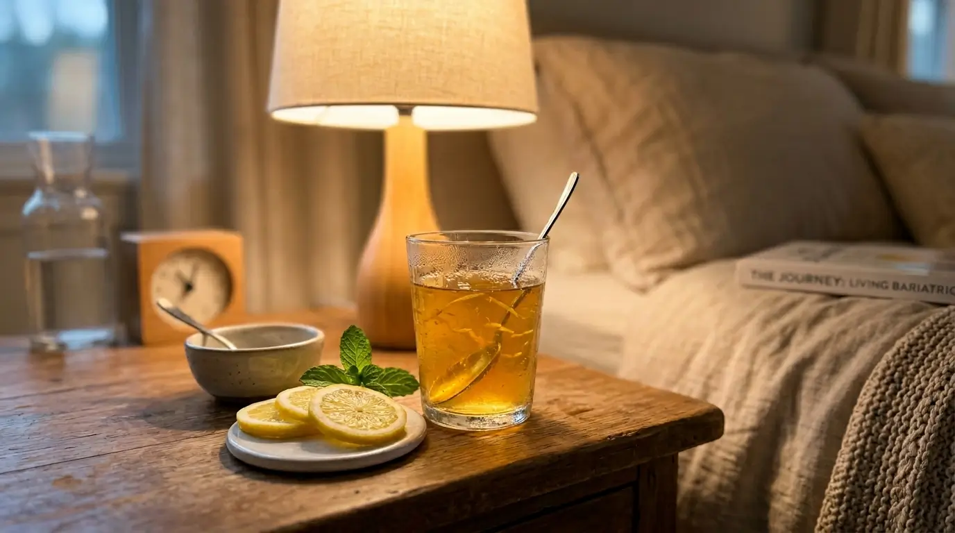 Gelatina bariátrica antes de dormir preparada en un vaso de cristal