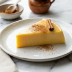 Gelatina de rompope cremosa casera con canela en plato de cerámica blanca